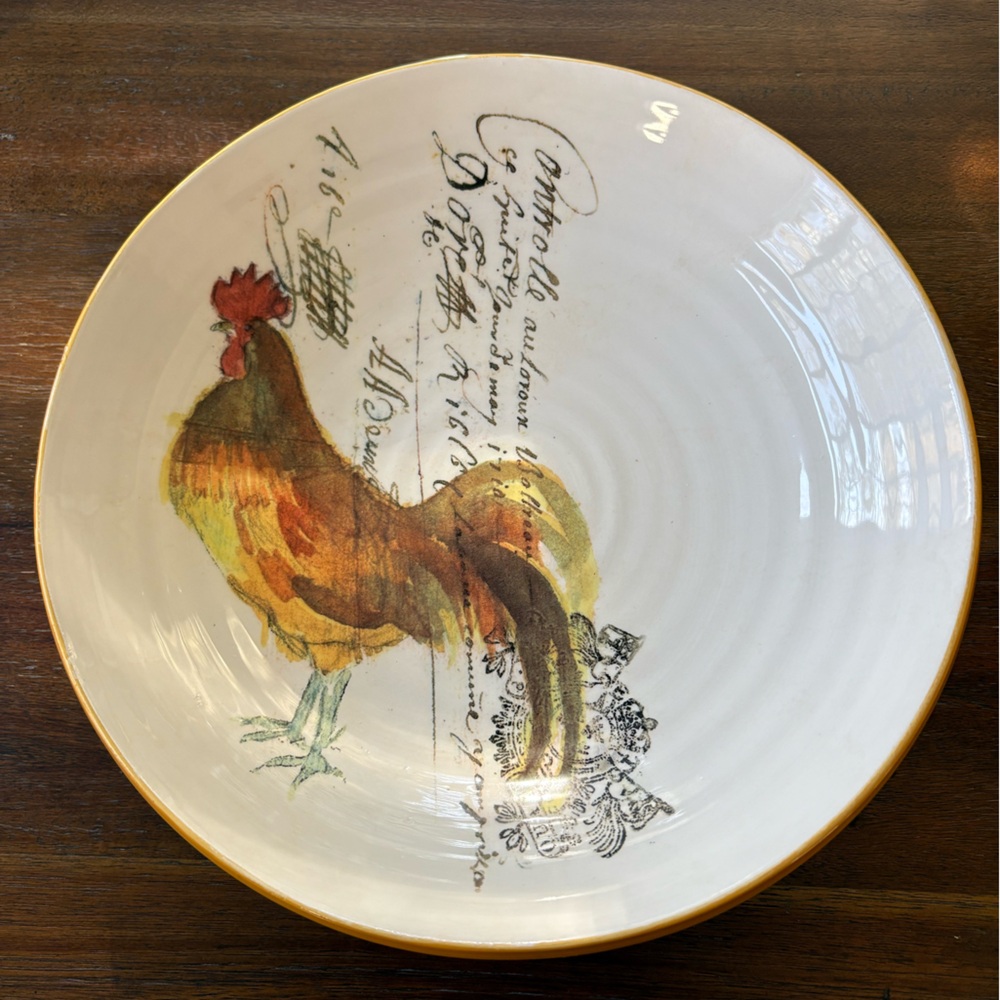 Williams Sonoma Rooster Bowl - Gold and Brown